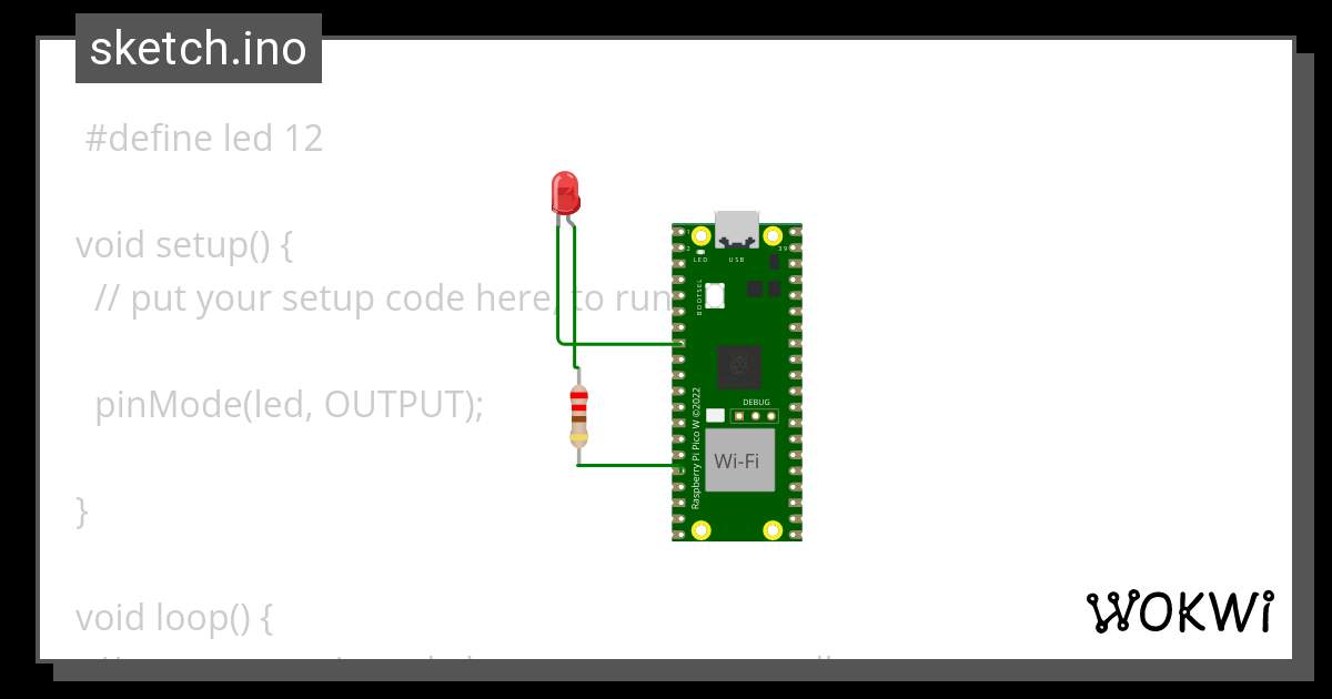 Led Pisca Raspberry Wokwi Esp32 Stm32 Arduino Simulator