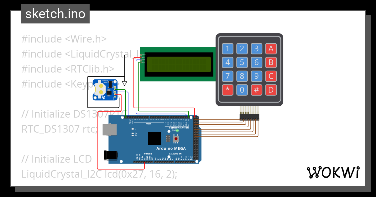 RTC and Keypad - Wokwi ESP32, STM32, Arduino Simulator