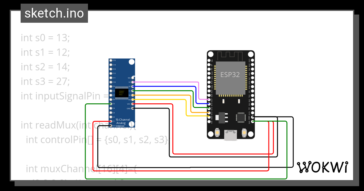 Multiplexer - Wokwi ESP32, STM32, Arduino Simulator