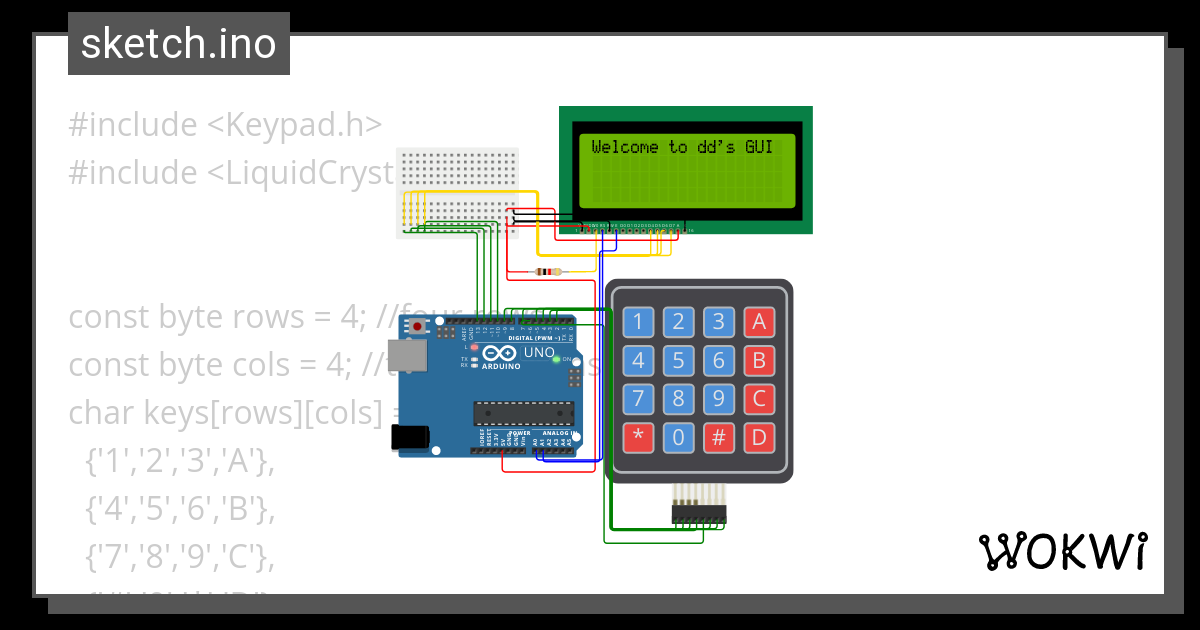 keypad + lcd - Wokwi ESP32, STM32, Arduino Simulator