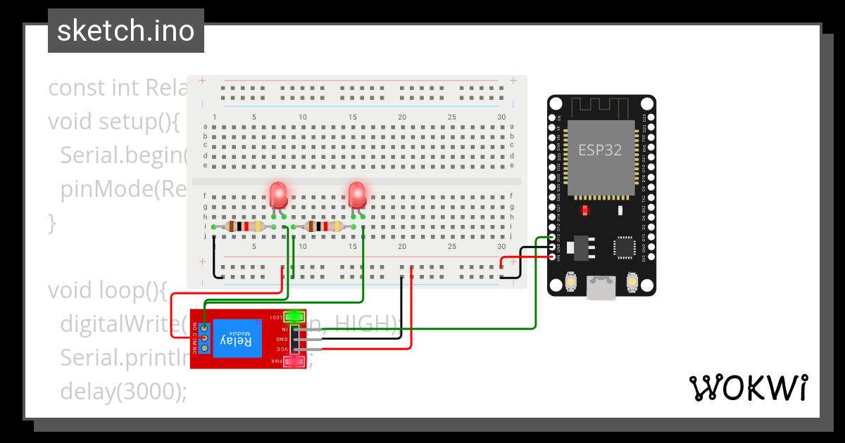 Relay Module Test - Wokwi ESP32, STM32, Arduino Simulator