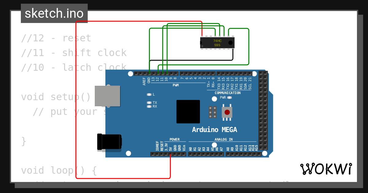 Expanding arduino output pins using shift register wokwi esp32 stm32
