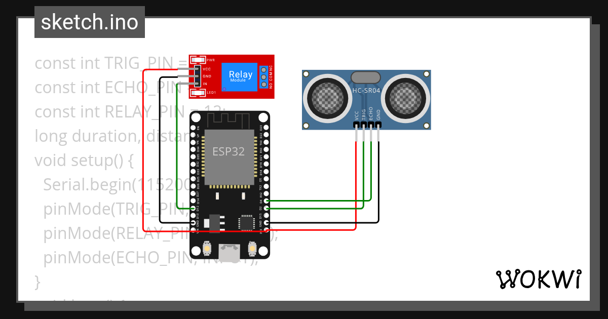 Ultrasonic Sensor - Wokwi ESP32, STM32, Arduino Simulator