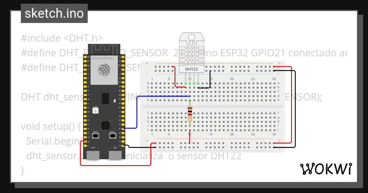 DHT22 - Wokwi ESP32, STM32, Arduino Simulator