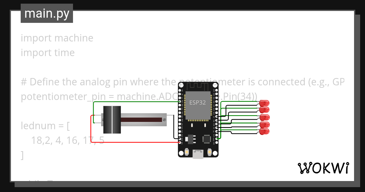 esp32 slidepotentiometer led all Wokwi ESP32, STM32, Arduino Simulator