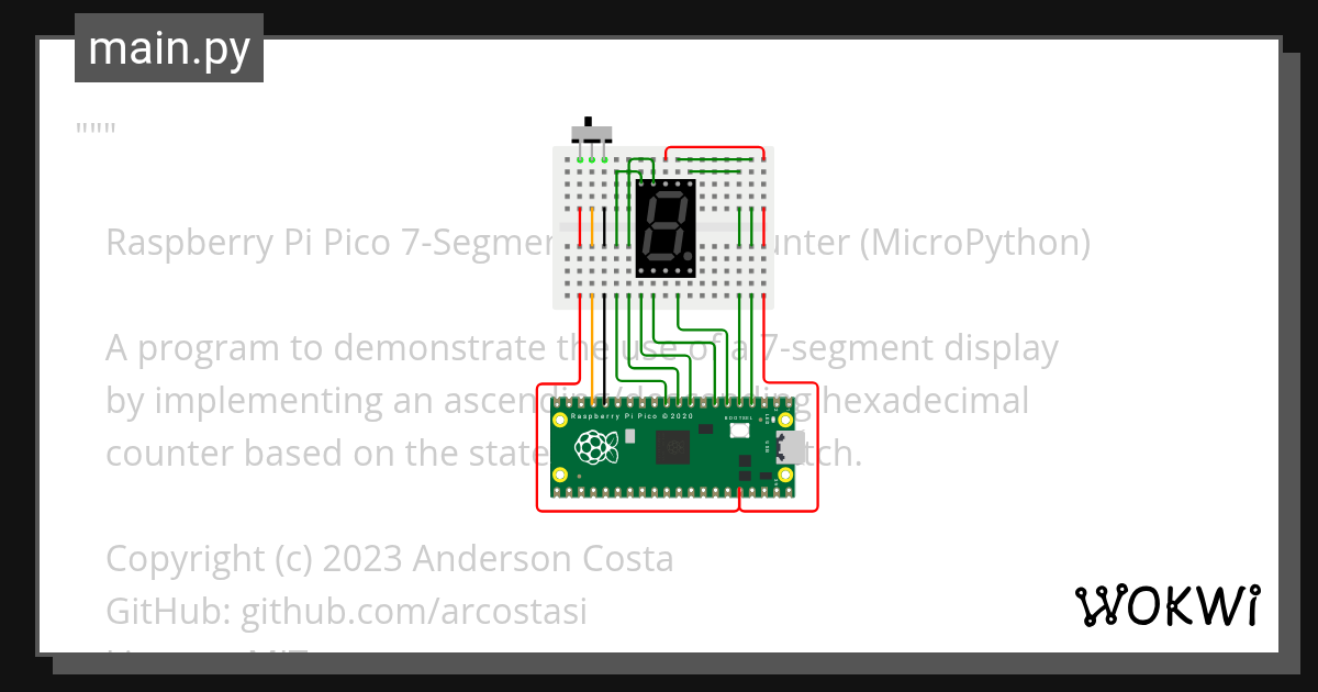 7-Segment Display Counter+ - Wokwi ESP32, STM32, Arduino Simulator
