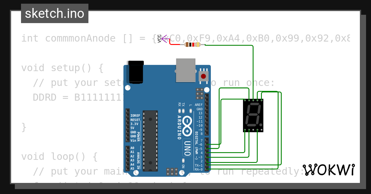 Ddrd b11111111 display 0 to 9 done wokwi esp32 stm32 arduino