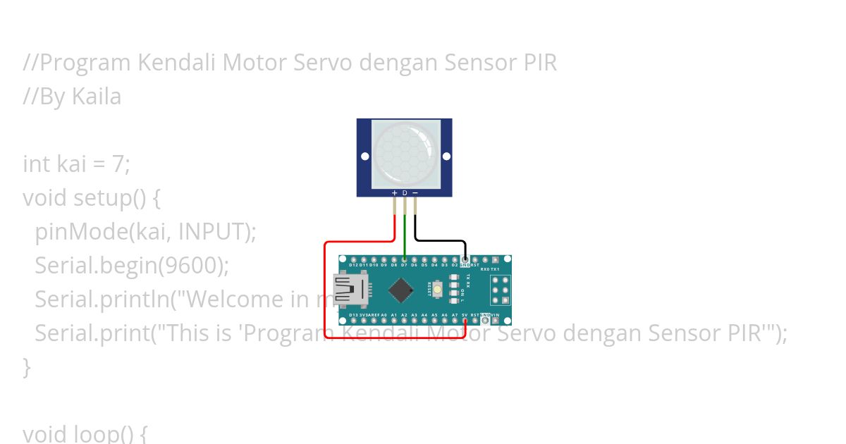 XI-TEDK2-16-KAILA SALSA BILA-PROGRAM KENDALI MOTOR SERVO DENGAN SENSOR PIR simulation