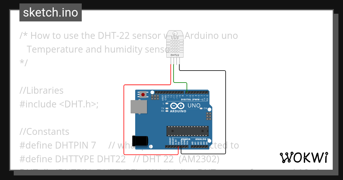 dht22 sensor - Wokwi ESP32, STM32, Arduino Simulator