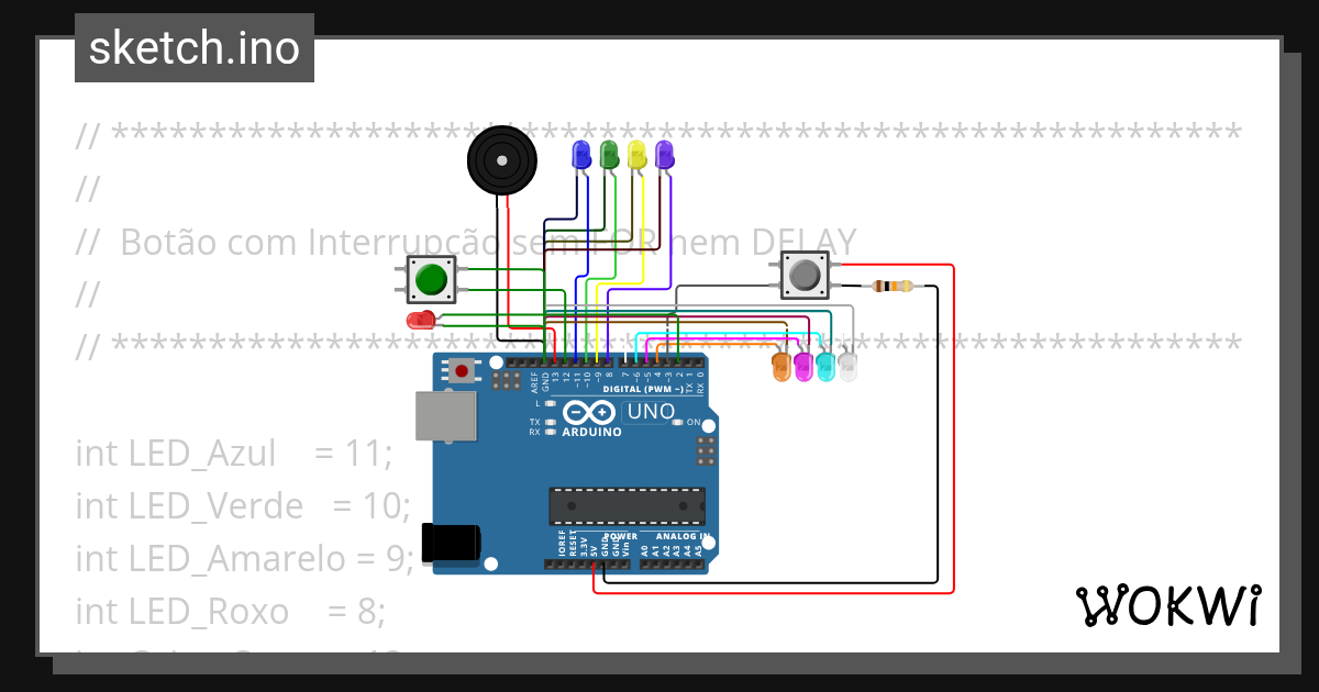 Botao com INTER sem FOR nem DELAY resistor no GND Wokwi ESP32, STM32