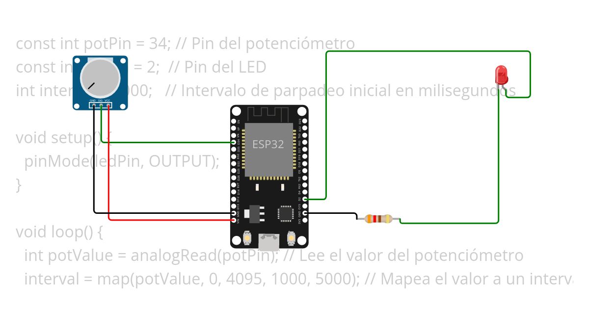 P4Ej1 - Parpadear LED con potenciometro simulation