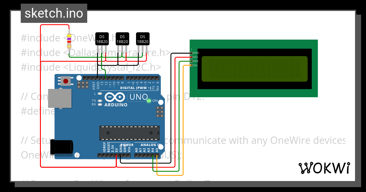 Three Ds18b20 Devices On The Same Onewire Bus Copy - Wokwi Esp32, Stm32 