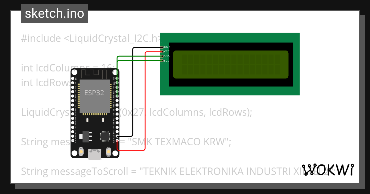 LCD I2C runinng - Wokwi ESP32, STM32, Arduino Simulator