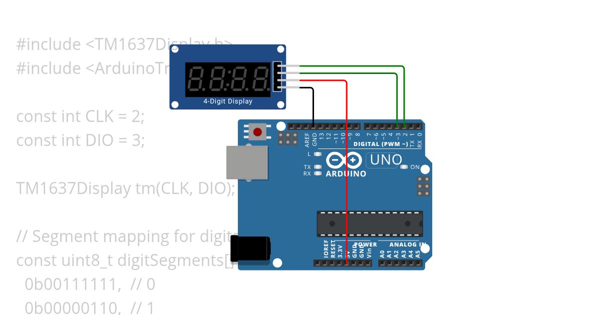 Display - Counter TM1637Display simulation