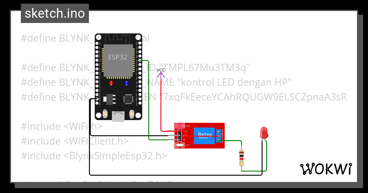 KONTROL LED DGN HP - Wokwi ESP32, STM32, Arduino Simulator