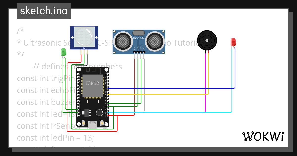Ultrasonic Sensor - Wokwi ESP32, STM32, Arduino Simulator