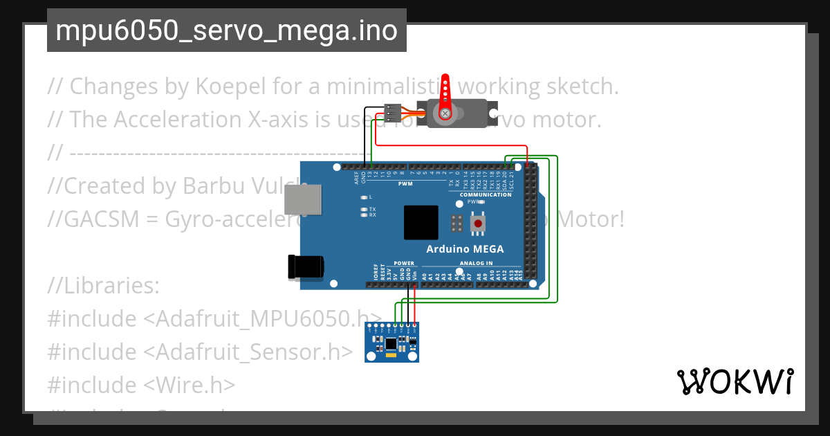 Example for a minimalistic (but working) sketch with a MPU6050 and a