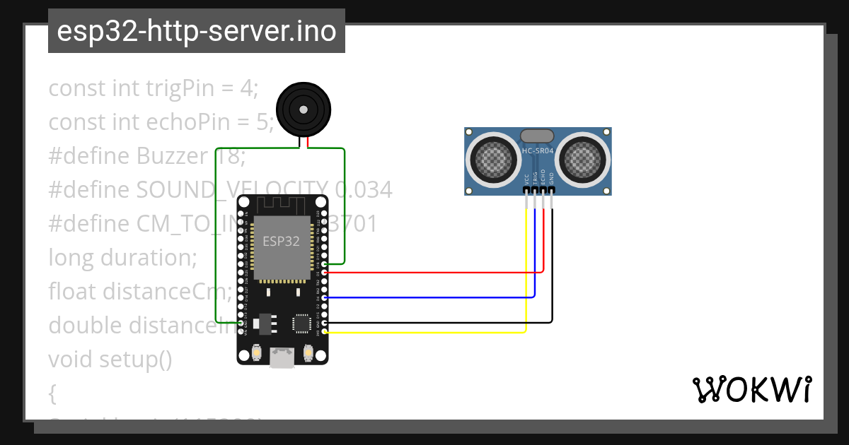 Ultrasonic Sensor with buzzar - Wokwi ESP32, STM32, Arduino Simulator