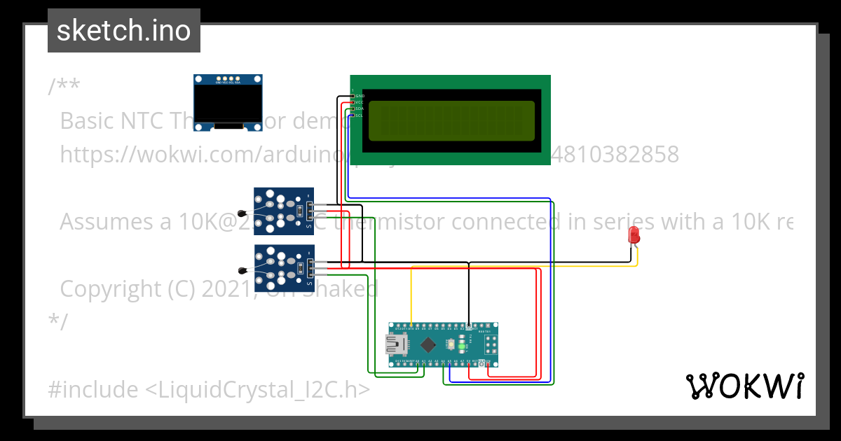 2 Teplotní čidla - vypis řádku - Wokwi ESP32, STM32, Arduino Simulator