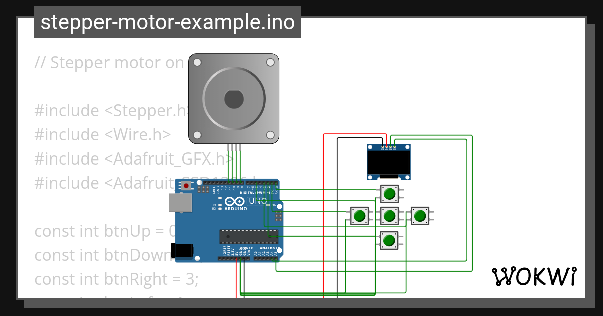 steppermotorexample.ino Copy Wokwi ESP32, STM32, Arduino Simulator