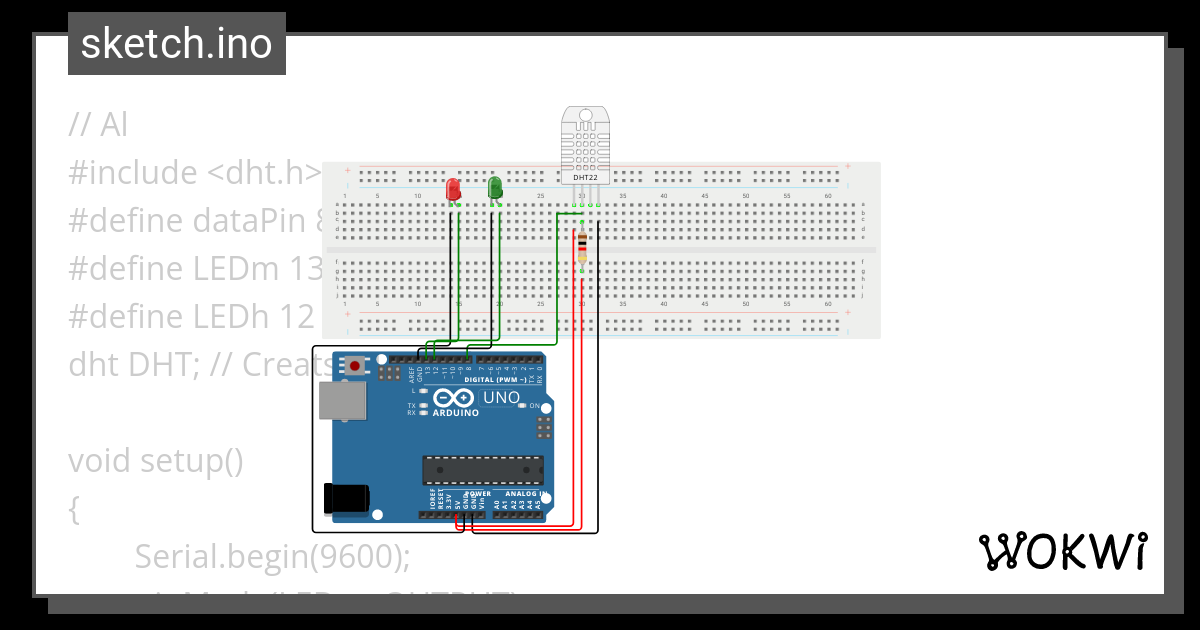 projek DHT22 - Wokwi ESP32, STM32, Arduino Simulator