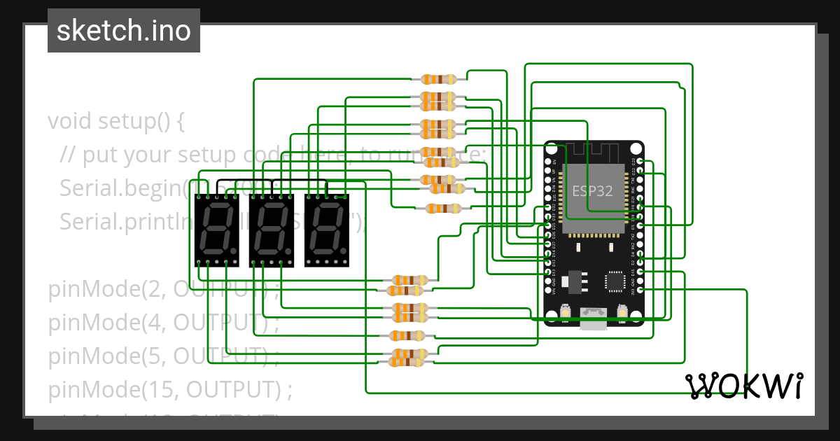 Seven segment bebarengan - Wokwi ESP32, STM32, Arduino Simulator