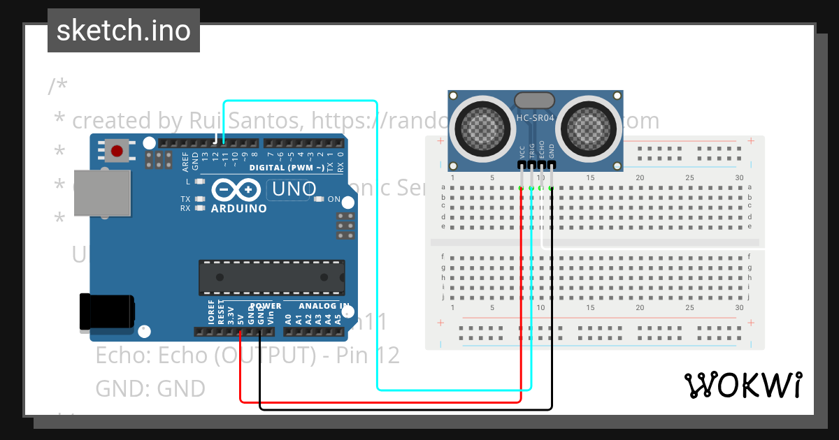 ultrasonic sensor - Wokwi ESP32, STM32, Arduino Simulator