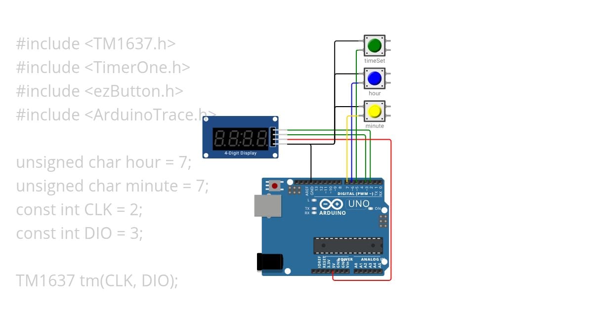 Clock T1637 - Buttons simulation