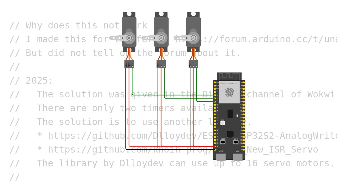 ESP32-S3 with three Servo motors. simulation