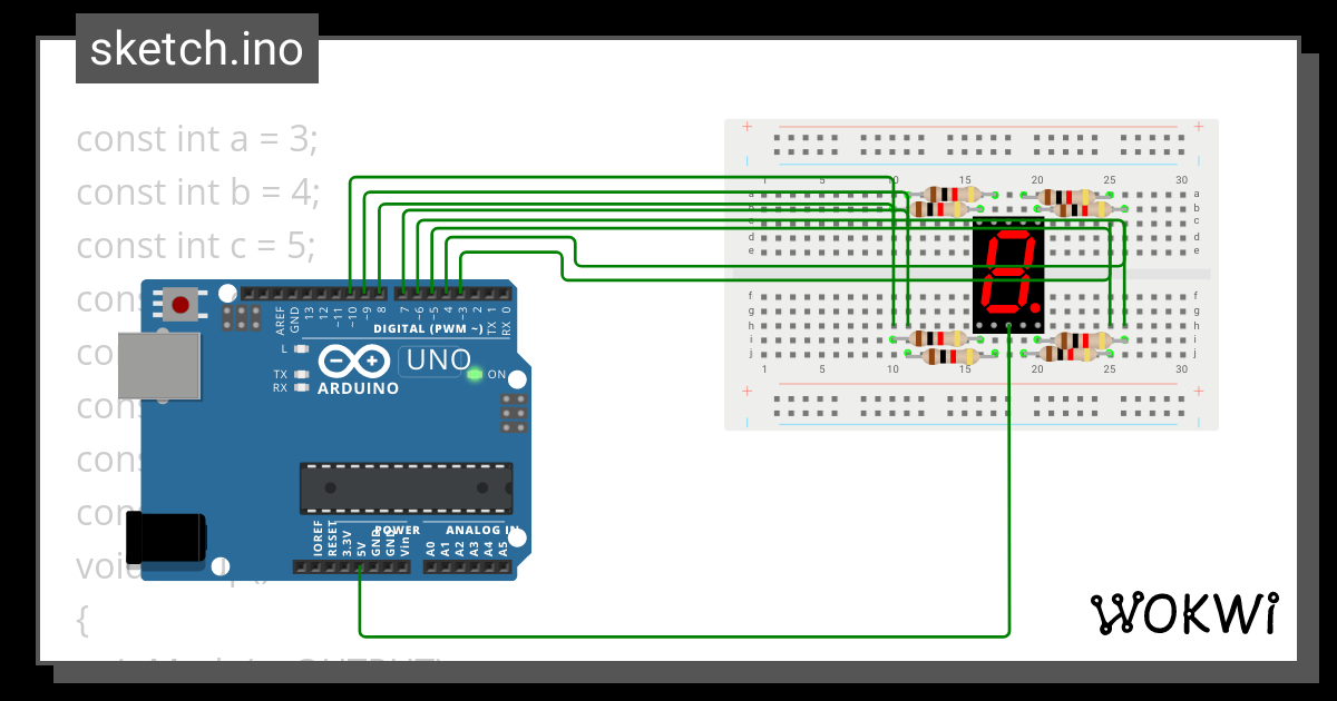 Seven Segment Display With Arduino Wokwi Esp32 Stm32 Arduino Simulator 5219