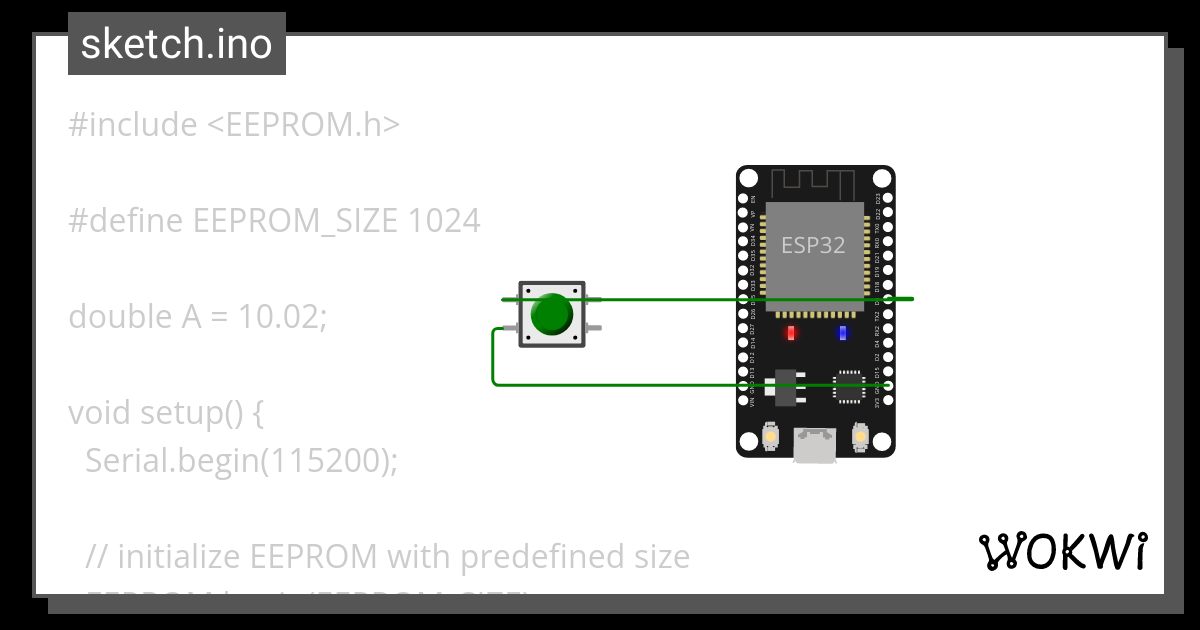 ESP32 EEPROM - Wokwi ESP32, STM32, Arduino Simulator