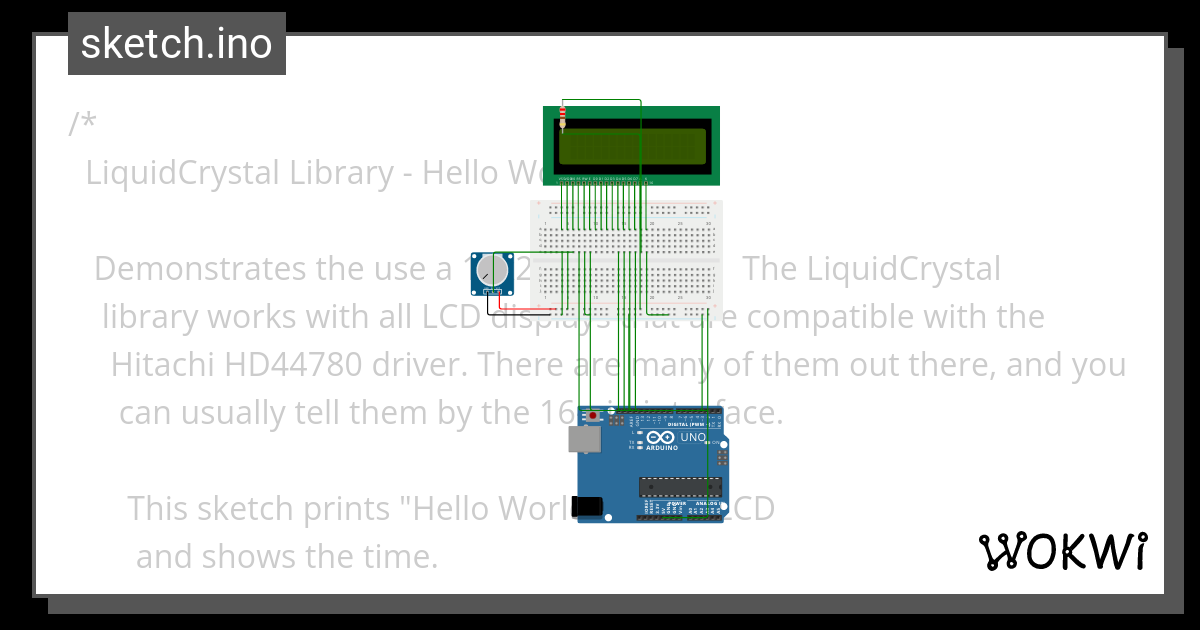 Lcd with Arduino uno - Wokwi ESP32, STM32, Arduino Simulator