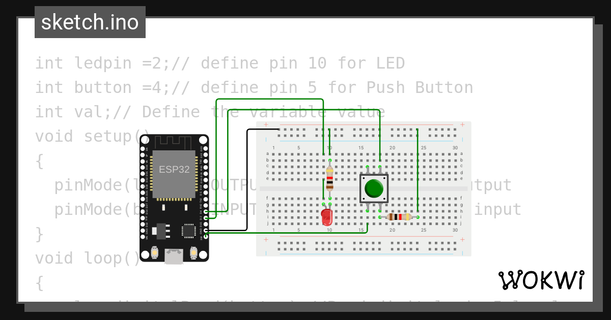AJITH ESP32 PUSH BUTTON - Wokwi ESP32, STM32, Arduino Simulator