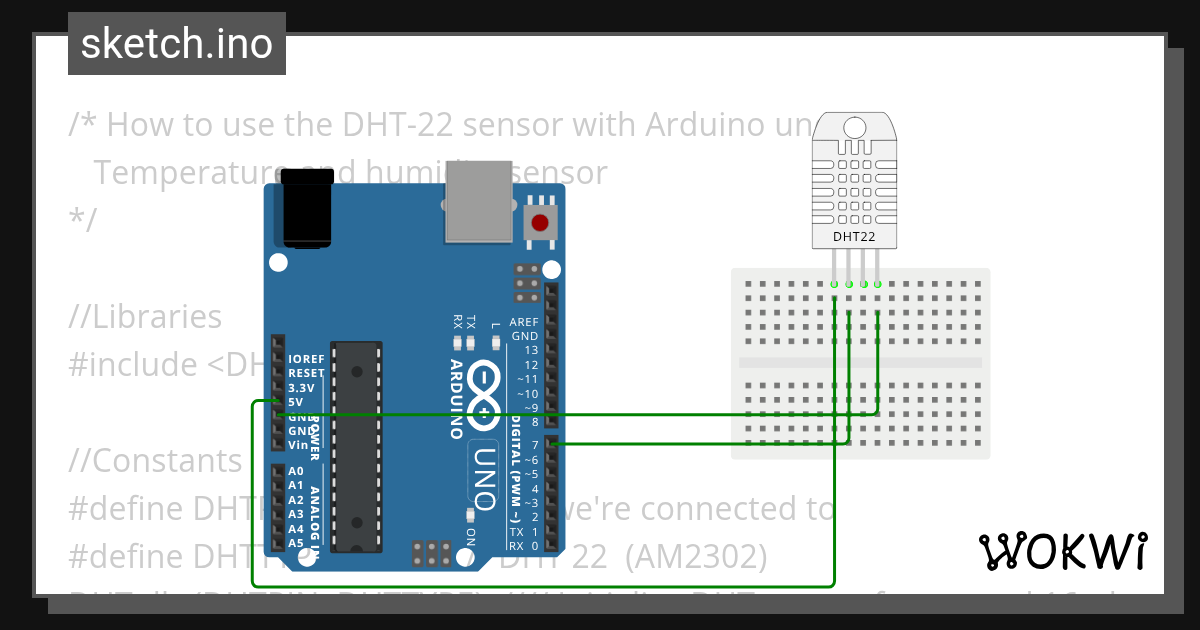 DHT22 SENSOR - Wokwi ESP32, STM32, Arduino Simulator