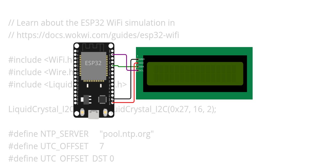 ESP32 Display Time to LCD.ino Copy simulation