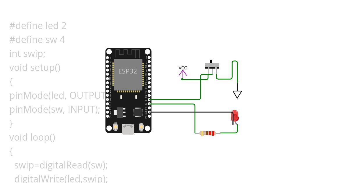 1 Switch 1 LED.ino simulation