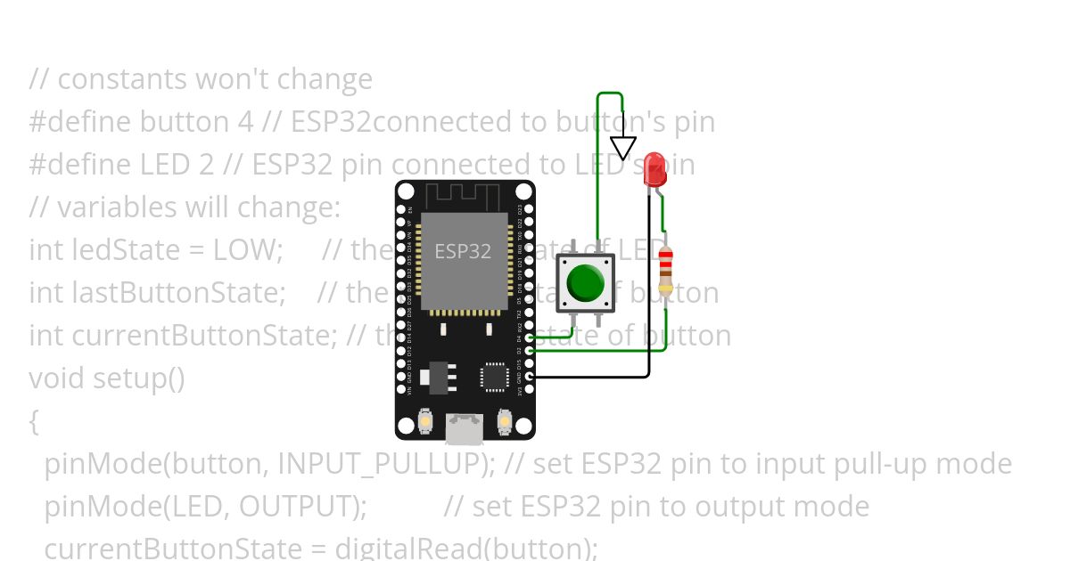 push button led blink esp32 simulation