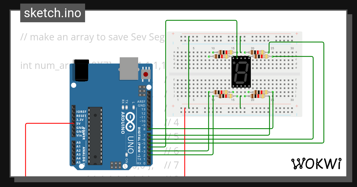 seven segment led display - Wokwi ESP32, STM32, Arduino Simulator