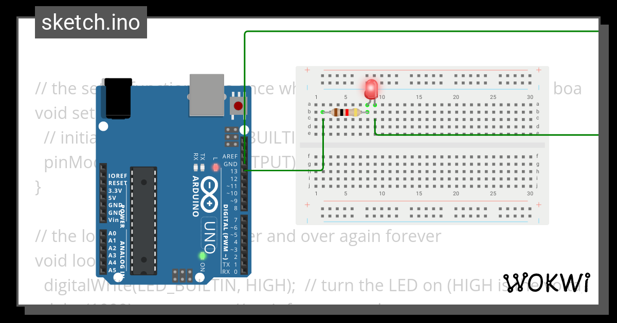 led blinking - Wokwi ESP32, STM32, Arduino Simulator