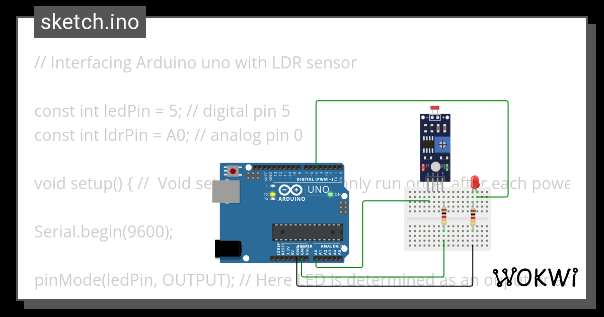 LDR sensor - Wokwi ESP32, STM32, Arduino Simulator