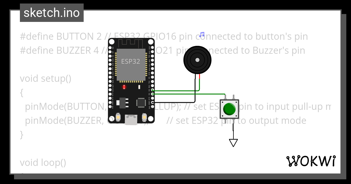 Buzzer With Push Button Wokwi Esp32 Stm32 Arduino Simulator 7355