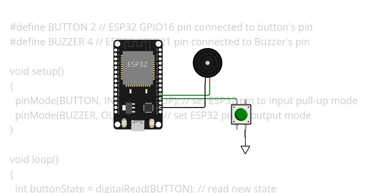 Buzzer with Push Button simulation