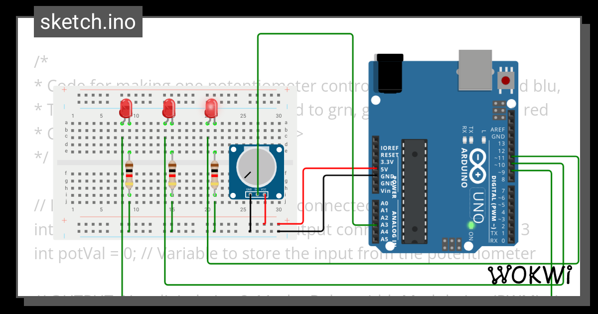 potentiometer led - Wokwi ESP32, STM32, Arduino Simulator