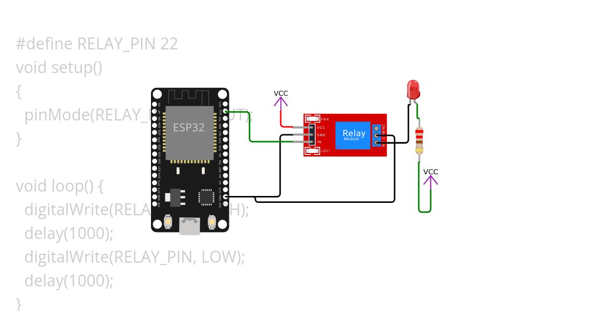 Single Channel Relay With ESP32 simulation