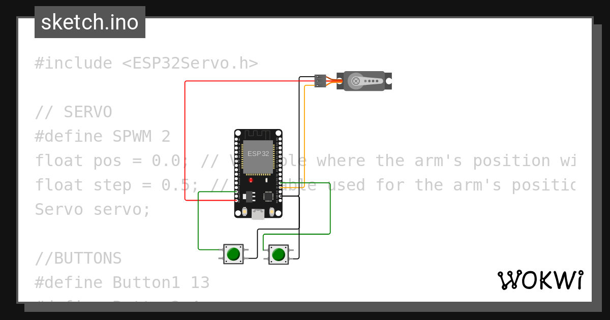 ESP32 Button Servo - Wokwi ESP32, STM32, Arduino Simulator