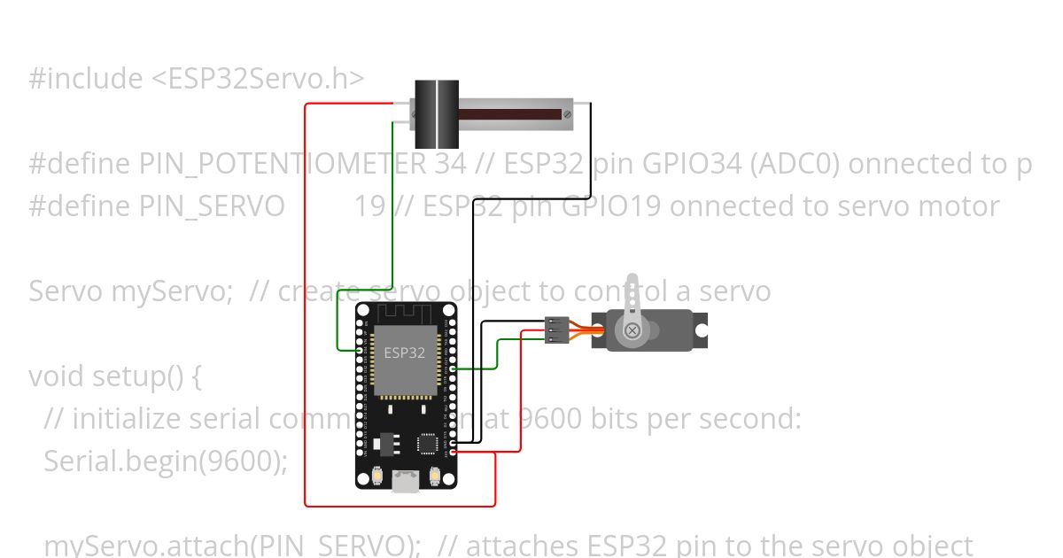 Servo Moter controlled by Potentiometer simulation