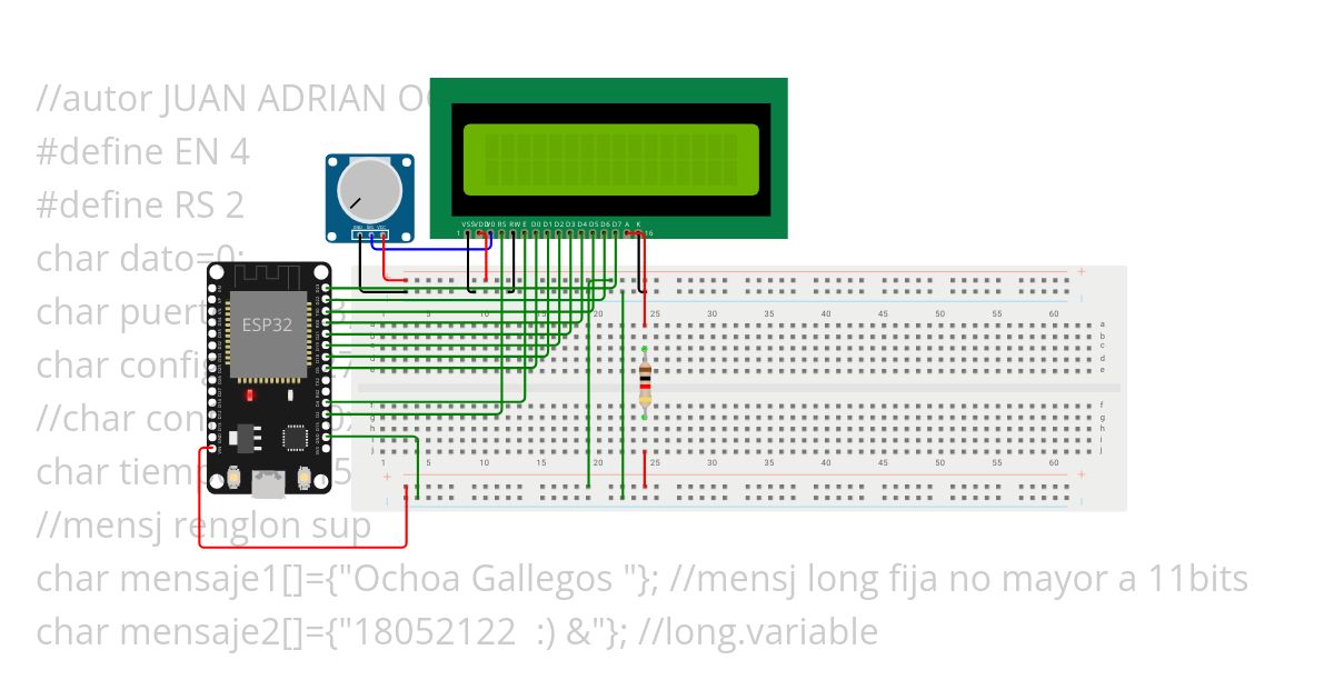 LCD (16*2) + 8bits  ESP32   simulation