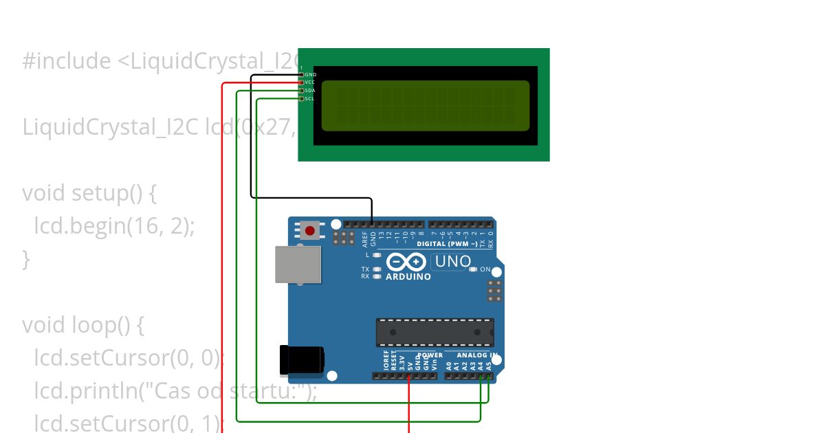 LCD s casem a characters simulation