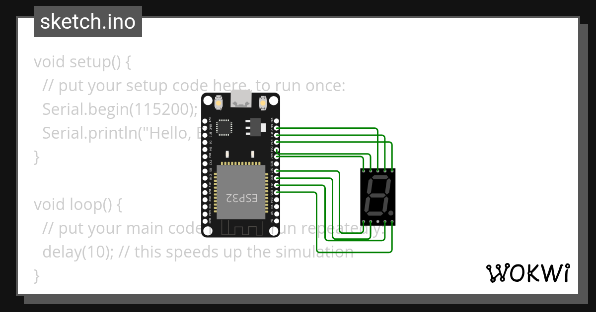 7 segment - Wokwi ESP32, STM32, Arduino Simulator