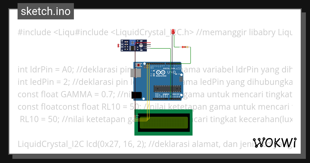 Ardi sensor cahaya - Wokwi ESP32, STM32, Arduino Simulator